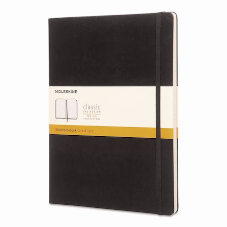 Moleskine Classic Colored Hardcover Notebook, 1-Subject, Narrow Rule, Black Cover, 192 10 x 7.5 Sheets 323067