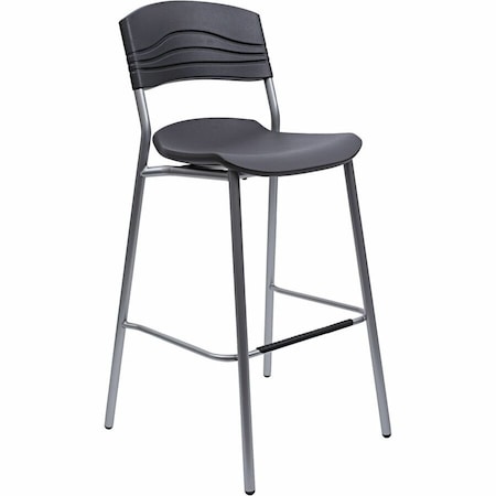 Iceberg CafeWorks Bistro Stool, Graphite Seat and Back, Silver Frame, For 42 in H Table 64527