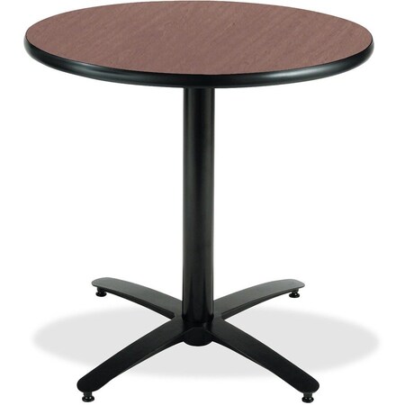 Kfi Round KFI 36in Dark Mahogany Breakroom Table with Arched X Base, 29 W, 36 L, 29 H, Laminate T36RD-B2125-MH