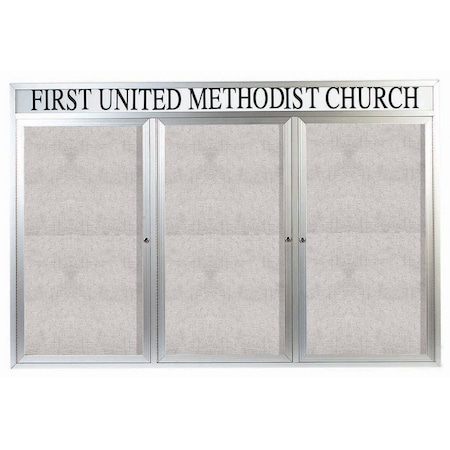 Aarco Outdoor Enclosed Bulletin Board w/ Al Frame Header, Clear Satin Anodized Finish, Neutral 48''Hx72''W ODCC4872-3RH