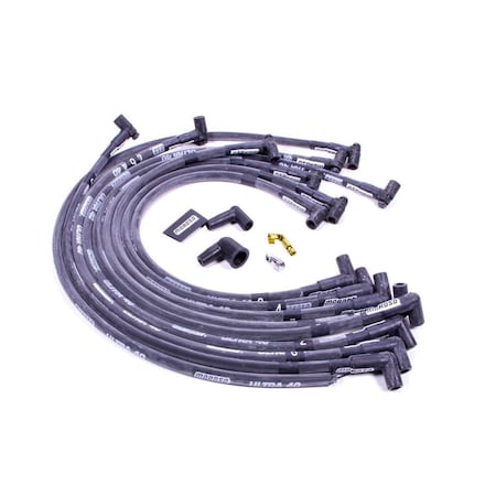 Moroso 73817 8.65 mm 90 deg Ultra 40 Plug Wire Set for Small Block Chevy, Black MOR73817
