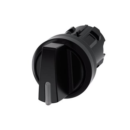 Siemens illuminable selector switch, 22 mm, round, plastic, black, selector 3SU1002-2HM10-0AA0