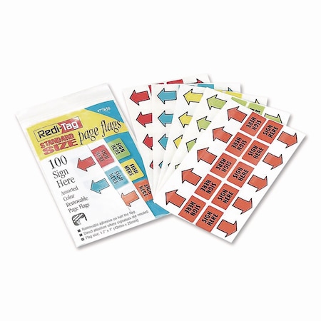Redi-Tag Removable Sign Here Flags, Assorted Colors, 100PK 77830