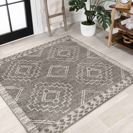 Jonathan Y Amir Moroccan Beni Souk Gray/Cream 6 ft Square Area Rug MOH200C-6SQ