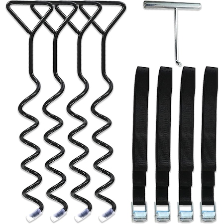 Campior Heavy Duty Galvanized Steel Trampoline Anchors, Wind Stakes, Easy Install with T-Hook RMTRHK1