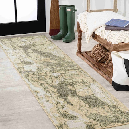 Jonathan Y Marmo Abstract Marbled Modern Gold/Gray 2 ft. x 8 ft. Runner Rug CTP201C-28