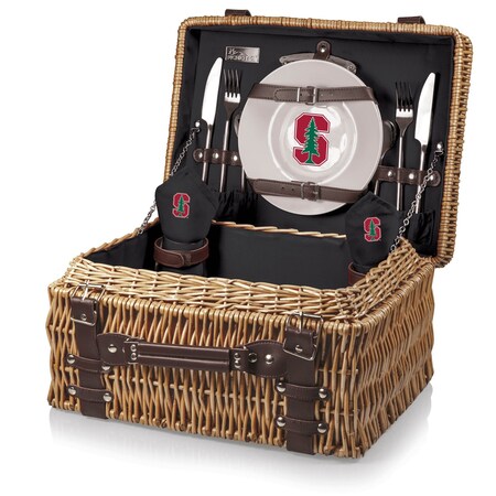 Picnic Time Family Of Brands NCAA Stanford Cardinal Champion Picnic Basket for 2, Large Wicker Picnic Set 208-40-179-534-0