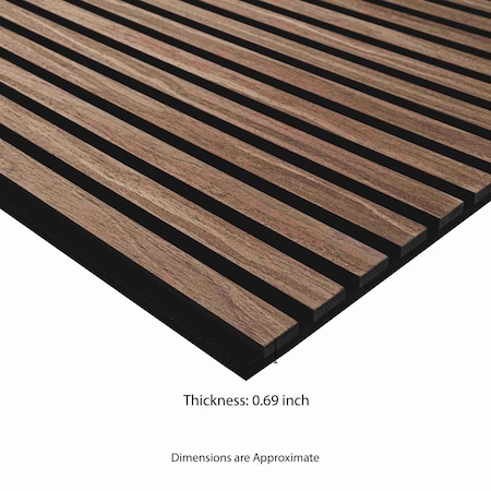 Ackland Sample SereniSlats Cacao Medium Brown Acoustic Wall Panel, 3D Fluted Wood Slat Sound Absorbing AKM-W-SECA24X48SL-SM