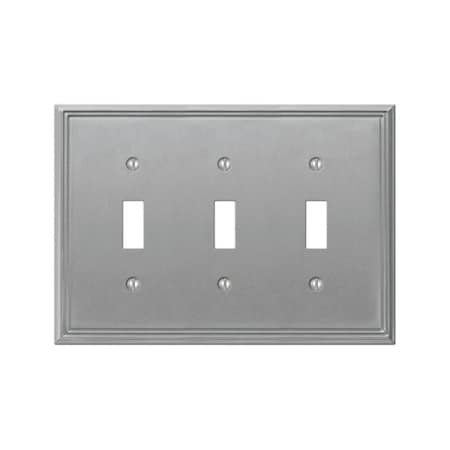 Amerelle 77TTTBN Metro Line 3 Gang Toggle Wall Plate Brushed Nickel 3501129