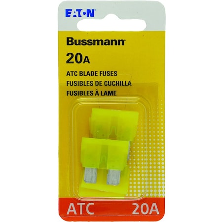 Eaton Bussmann Bussmann 20 amps ATC Yellow Blade Fuse, 10PK BP/ATC-20-RP