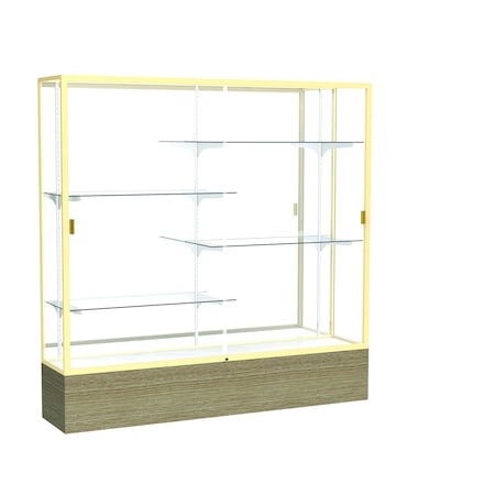 Ghent 72''H x 72''W x 16''D Reliant Driftwood Oak Display Case w/ Mirror Back & Champagne Frame 2076MB-GD-DK