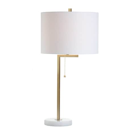 Jonathan Y Alyssa 24.5" Metal/Marble LED Table Lamp, Brass Gold/White JYL1043A