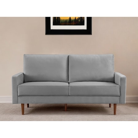 Homeroots 69" Gray Velvet Sofa With Dark Brown Legs 543715