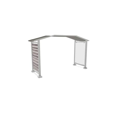 Ghent 178''Wx105''H Preserve, Canopy Unit, Glass, Walnut Slat Wall, Anodized Silver Frame, Cadet Grey Awning PSV3FGSSILGRYWAL