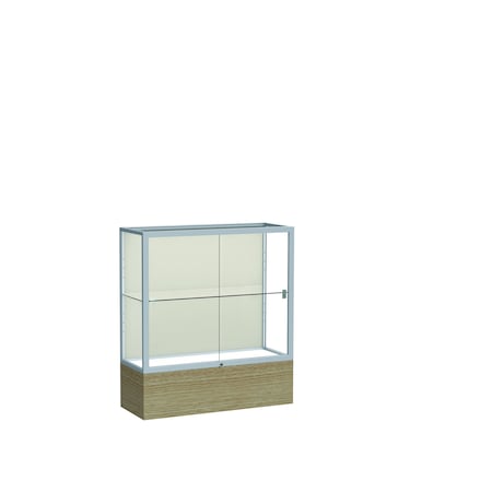 Ghent 40''H x 36''W x 14''D Reliant Driftwood Oak Display Case w/ Fabric Back & Satin Frame 2281PB-SN-DK