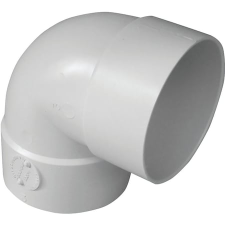 Canplas Short Turn Pipe Elbow, 3 in, Hub, 90 deg Angle, PVC 414153BC