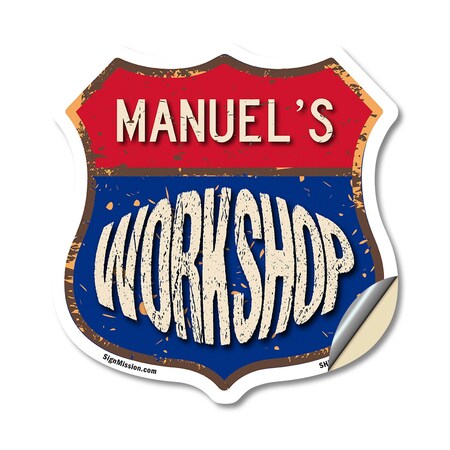 Signmission Manuel's Workshop, 12 Inch X 12 Inch, Vinyl Decal SHI-D-12-489-MANUEL