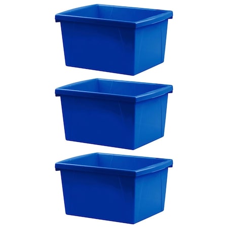 Storex 4 gal Classroom Storage Bin, Blue - Small - 3 Each STX61451U06C-3