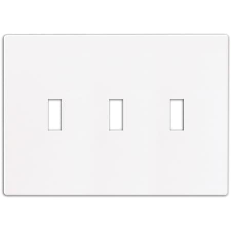 Eaton Wiring Devices Wallplate, 478 in L, 634 in W, 3 Gang, Polycarbonate, White, HighGloss PJS3W