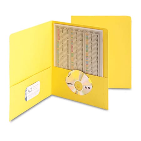 Made-To-Stick Two-Pocket Portfolio  Embossed Leather Grain Paper  Yellow MA1520389