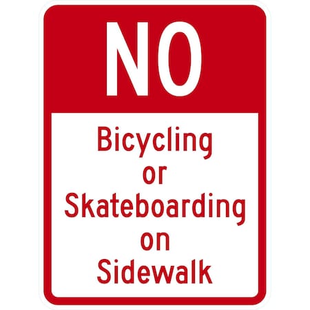 Lyle No Bicycle Or Skateboarding On Sidewalk, 18x24, Engineer Grade, White G-10175-EG_18x24