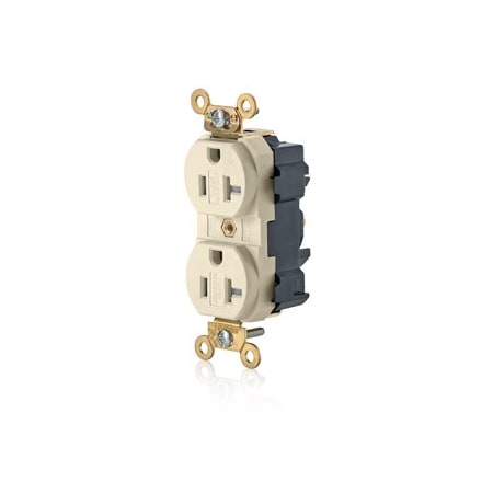 Leviton Lev-Lok Industrial Grade Tamper Resistant Duplex Receptacle, 20 Amp, 125 Volt M5362-SGT