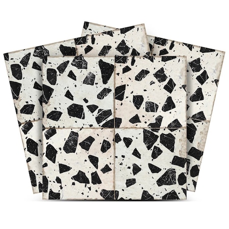 Homeroots 5" x 5" Black Vinyl Arabesque Peel And Stick Removable Tiles 607056