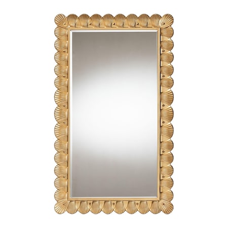 Baxton Studio Vadim Antique Gold Wood Accent Mirror with Seashell Border 254-14108-ZORO