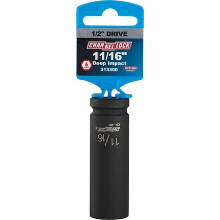 Channellock 1/2'' Drive 11/16'' 6-Point Deep Standard Impact Socket 313300