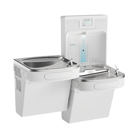 Elkay Filtered Bottle Filling Station and Bi-Lvl ADA Cooler Arctic Whi PFOA/PFOS and Lead Reduc Drop Down Wrap LZSTL8WSAP-PF