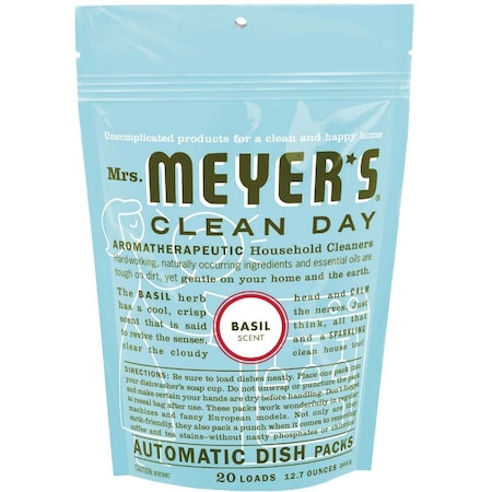 Mrs. Meyers Clean Day Dishwasher Detergent, 12.7 oz, Liquid, Basil, 20PK 14464