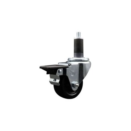 Service Caster 3'' Hard Rubber Swivel 1-1/4'' Expanding Stem Caster with Brake SCC-EX20S314-HRS-PLB-114
