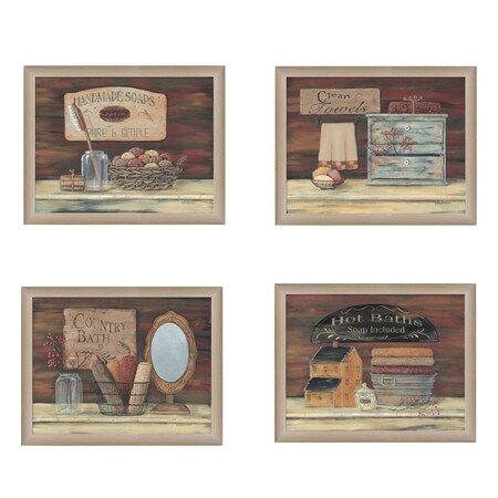 Homeroots Set Of Four Bathroom COLLECTION I 1 Brown Framed Print Bathroom Wall Art, 4PK 405619