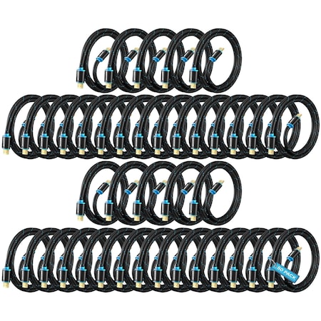Maximm 1ft 4K 60Hz 18Gbps HDMI 2.0 Braided Cable, 50PK HD2-1FT-50PK