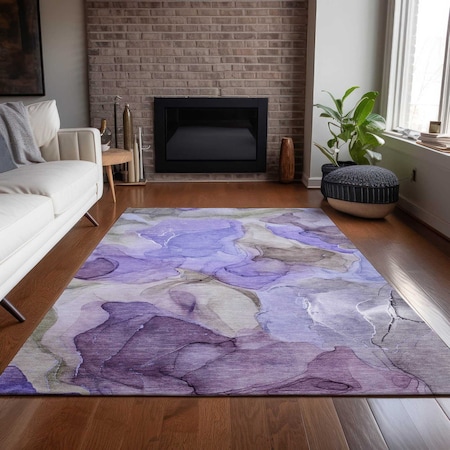 Homeroots 3' X 5' Gray And Purple Abstract Washable Indoor Outdoor Area Rug 559526