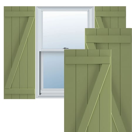 Ekena Millwork True Fit PVC Four Board Joined Board-n-Batten Shutters w/Z-Bar, Moss Green , 21 1/2W x 70H, PR TFP102BBF21X070MG