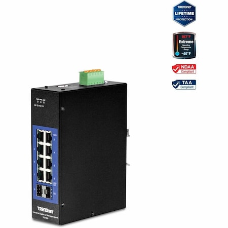Trendnet 10-Port Industrial Gigabit L2 Managed DIN-Rail Switch TI-G102I