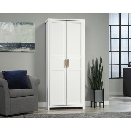 Sauder 16in d 2-Door Cabinet White Gold Handle 3a 443650