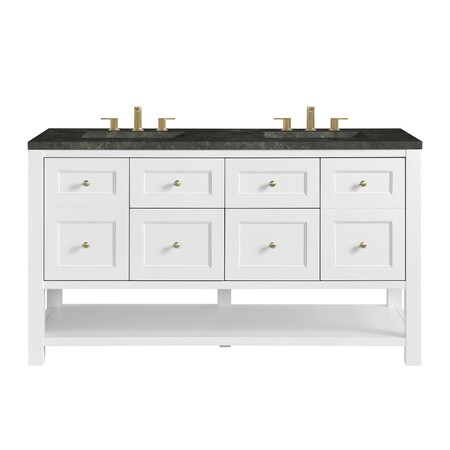 James Martin Vanities Breckenridge 60" Double Vanity, Bright White, w/ 3 CM Phantome Eclos Top 330-V60D-BW-3PHT