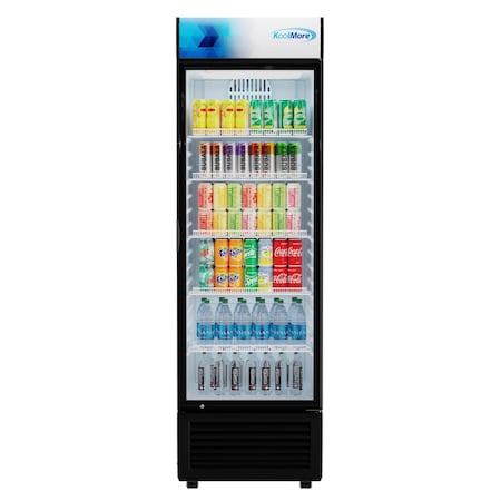 Koolmore 26 in. Commercial Merchandiser Refrigerator with LED Lights, 15 Cu. Ft. in Black KM-MDR-1GD-15C KM-MDR-1GD-15C
