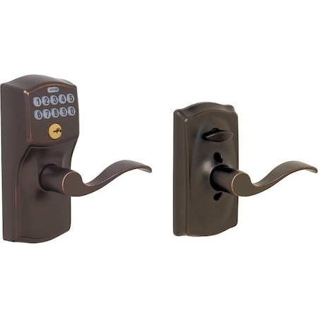 Schlage Keypad Lock with FlexLock, Metal, Aged Bronze, 238 x 234 in Backset FE595VCAM/ACC 716