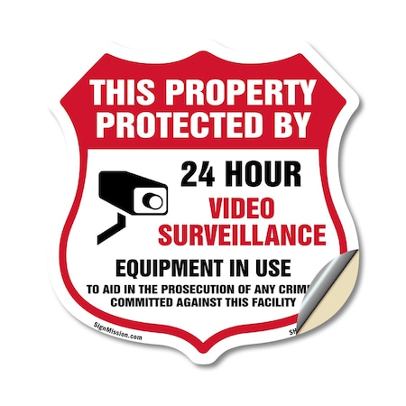 Signmission Video Surveillance Shield Sign This Prop, 12 Inch X 12 Inch, Vinyl Decal SHI-D-12-470