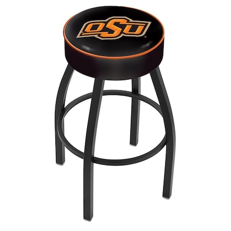 Holland Bar Stool Co 25" 4" Oklahoma State Cushion Seat, Blk Wrinkle Base Swivel Bar Stool L8B125OKStUn
