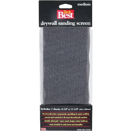 Do It Best 100 Grit 4-1/4''x11-1/4''Drywall Sanding Screen, 2PK 380040