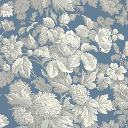 York Wallcoverings Antique Floral in Wedgewood Blue and Grey Wallpaper KC1845