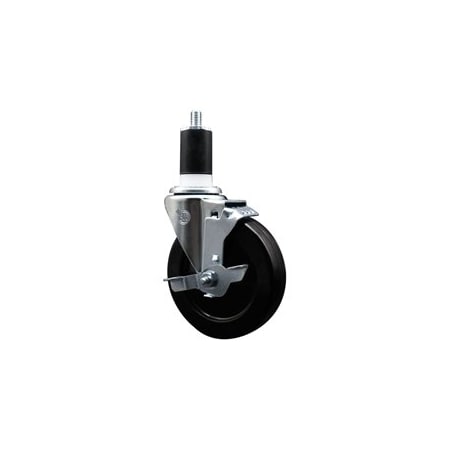 Service Caster 5'' Soft Rubber Swivel 1-1/2'' Expanding Stem Caster with Brake SCC-EX20S514-SRS-TLB-112