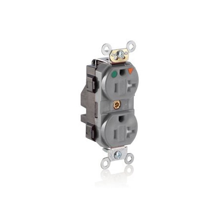 Leviton Lev-Lok Hospital Grade Tamper Resistant Duplex Receptacle, 20 Amp, 125 Volt MT830-IGG
