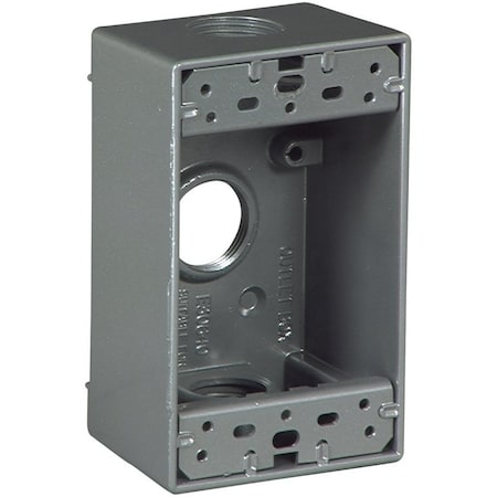 Eaton Wiring Devices Outlet Box, 3 -Outlet, 1 -Gang, Aluminum, Black, Powder-Coated, Wall Mounting 1116-SP