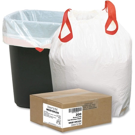 Webster 13 gal Trash Bags, S, 0.90 mil (23 Micron), White WBI1DK200