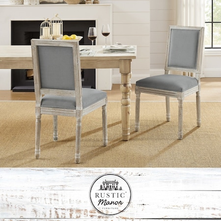 Homeroots Set of Two Gray and Brown Upholstered Linen Dining Side Chairs 535364